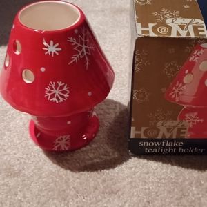 Red and white snowflake tealight holder (NEW)